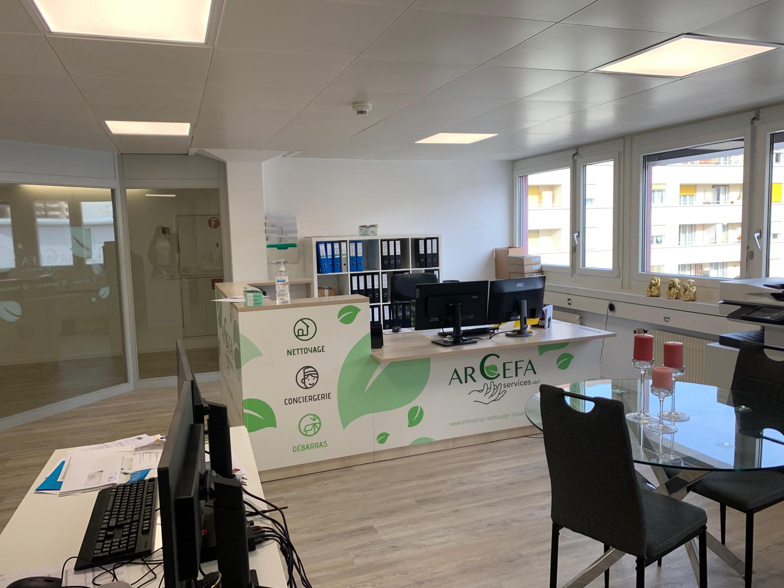Accueil des bureaux ARCEFA, avec les services nettoyage, conciergerie et débarras